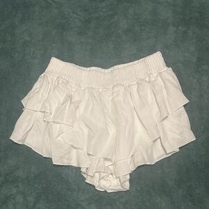 Free People Movement Prima White Ruffle Shorts S